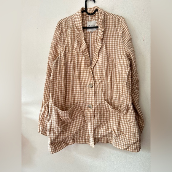 Madewell gingham linen blazer Women’s large - Picture 2 of 3